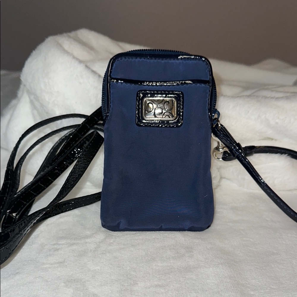 Brighton Navy Crossbody Bag with Black Strap.
